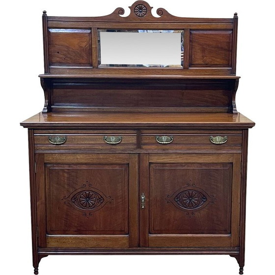 Image 1 of Vintage Art Nouveau mahogany highboard, England