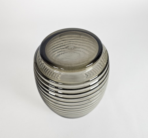 Glass Factory Leerdam - A.D. Copier - Ribbed vase - ´Tonnetje´ - Smoke glass - 1953