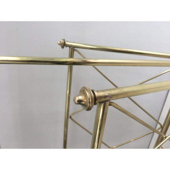 Image 1 of Portariviste vintage in ottone e ripiano in vetro neoclassico, 1940