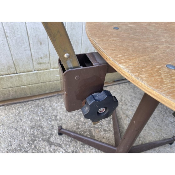 Image 1 of Vintage industrial swivel chair A in wood and metal, 1950