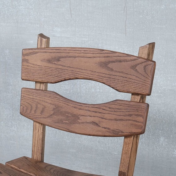 Image 1 of Set of 7 Brutalist mid-century low wooden chairs, Belgium 1970s