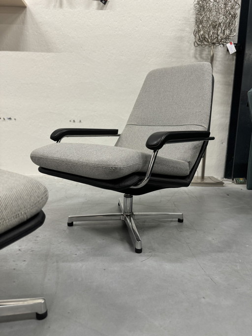 Gelderland 400 Armchair With Footstool Duo Upholstery