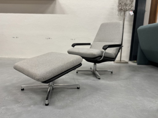 Gelderland 400 Armchair With Footstool Duo Upholstery