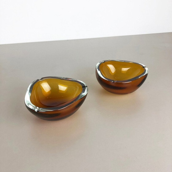 Image 1 of Pair of vintage New Old Stock Murano Ashtray Elements Antonio da Ros for Cenedese 1960s