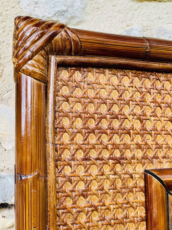 Image 1 of Large, Vintage Mirror In Bamboo & Rattan, 1960S