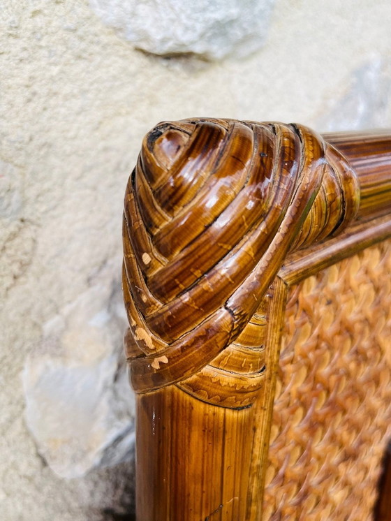 Image 1 of Large, Vintage Mirror In Bamboo & Rattan, 1960S