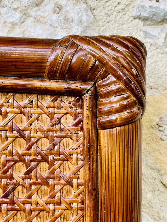 Image 1 of Large, Vintage Mirror In Bamboo & Rattan, 1960S