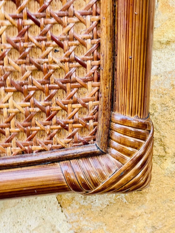 Image 1 of Large, Vintage Mirror In Bamboo & Rattan, 1960S