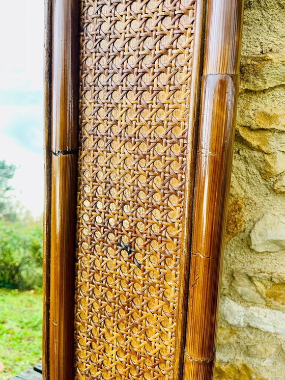 Image 1 of Large, Vintage Mirror In Bamboo & Rattan, 1960S