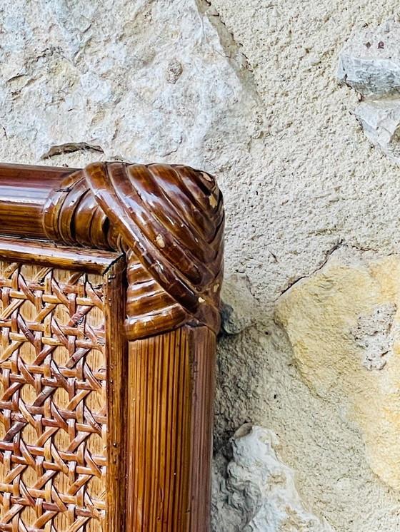 Image 1 of Large, Vintage Mirror In Bamboo & Rattan, 1960S