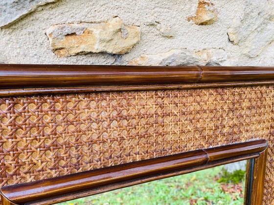 Image 1 of Large, Vintage Mirror In Bamboo & Rattan, 1960S
