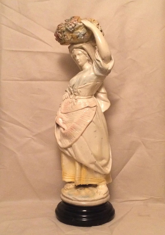 Image 1 of Art Nouveau 1900 Jaru Art Statue " Young Peasant Woman "