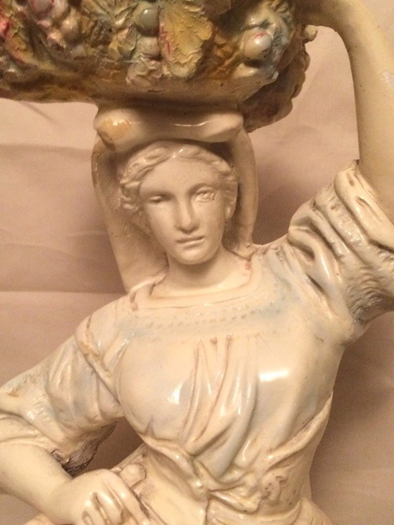 Image 1 of Art Nouveau 1900 Jaru Art Statue " Young Peasant Woman "