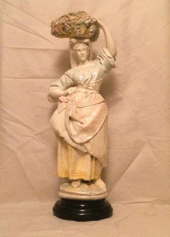 Image 1 of Art Nouveau 1900 Jaru Art Statue " Young Peasant Woman "