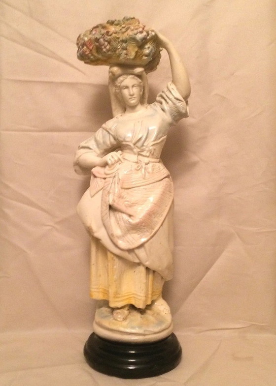 Image 1 of Art Nouveau 1900 Jaru Art Statue " Young Peasant Woman "