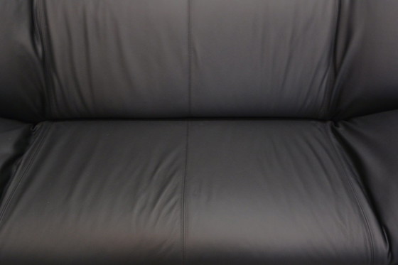 Image 1 of Reupholstered black leather Leolux Tango sofa