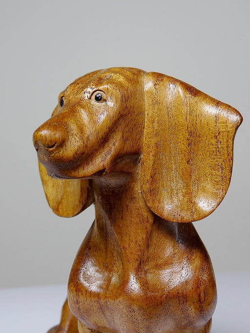 Subject Dachshund Dog Wood Carving Vintage Handicrafts