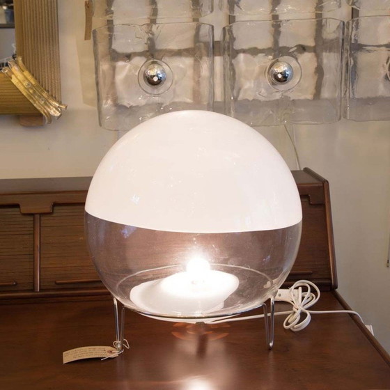 Image 1 of Vintage spherical glass table lamp by Angelo Mangiarotti