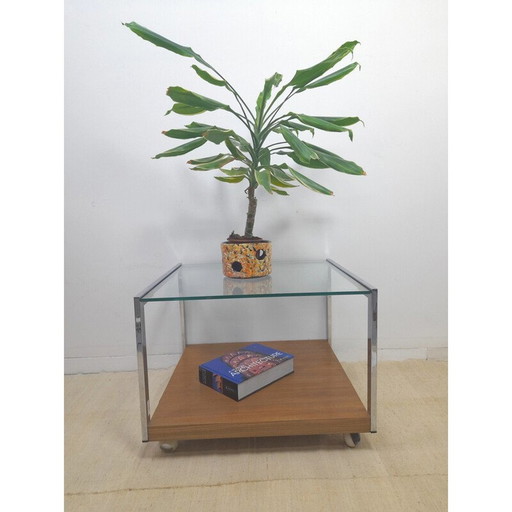Vintage rolling coffee table, 1970s