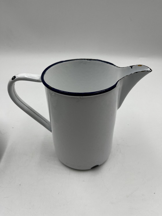 Image 1 of Enameled Jug And Bowl