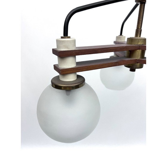 Image 1 of Vintage chandelier in glass and brass, Italy 1950