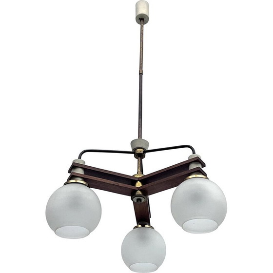 Image 1 of Vintage chandelier in glass and brass, Italy 1950