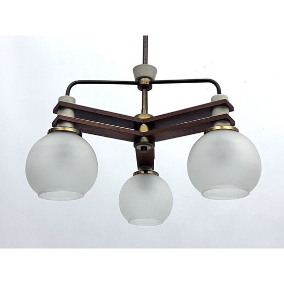 Image 1 of Vintage chandelier in glass and brass, Italy 1950