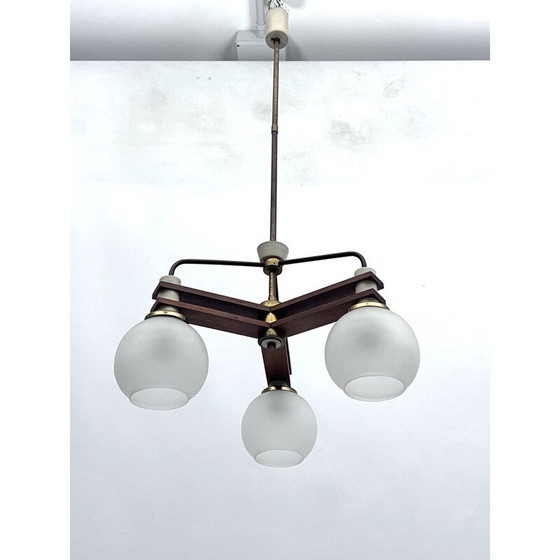 Image 1 of Vintage chandelier in glass and brass, Italy 1950