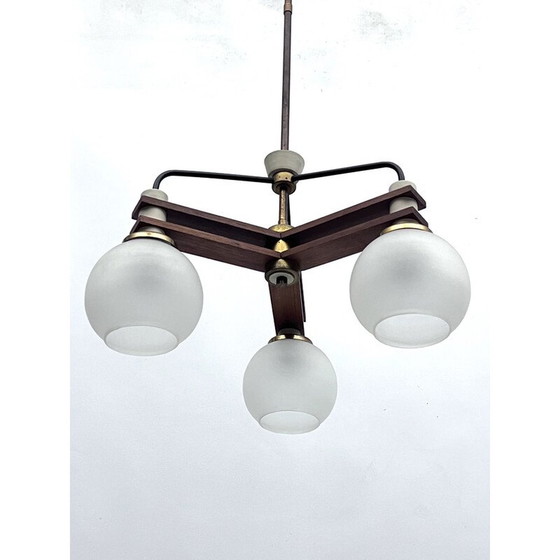 Image 1 of Vintage chandelier in glass and brass, Italy 1950