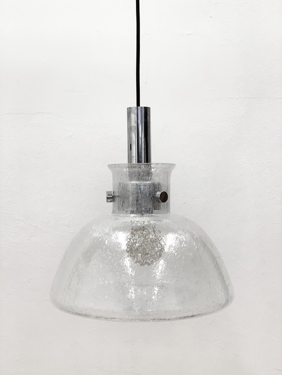 Image 1 of Mid - Century ice glass pendant lamp