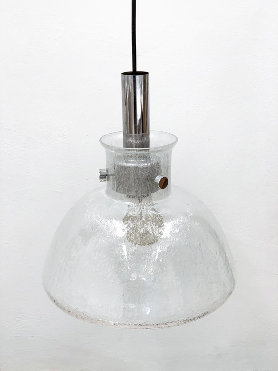 Image 1 of Lampe suspendue en verre glacé Mid Century