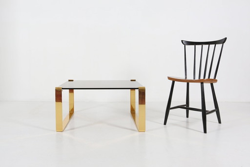  Mid-Century Modern Coffee Table With Gold Plated Base And Glass Top, 1970S