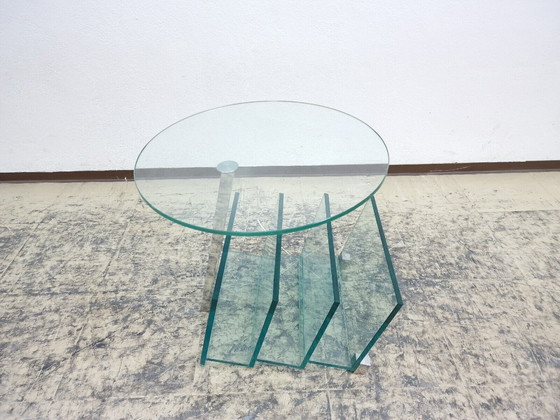 Image 1 of Designer glass table Coffee table Modern Rare Magazine rack