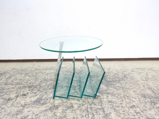 Designer glass table Coffee table Modern Rare Magazine rack