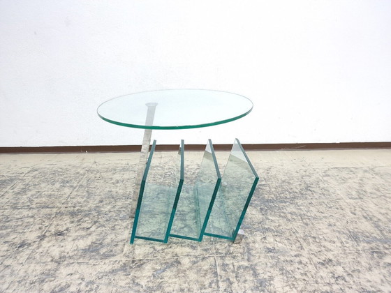 Image 1 of Designer glass table Coffee table Modern Rare Magazine rack