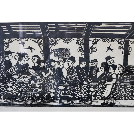 Image 1 of Vintage modern lithograph by Yngve Berg, Sweden 1962