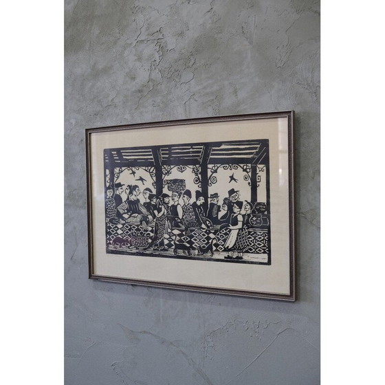 Image 1 of Vintage modern lithograph by Yngve Berg, Sweden 1962