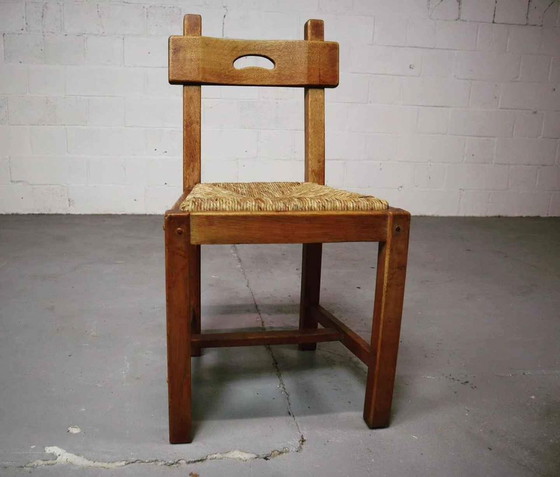 Image 1 of Set of six brutalist, rustic dining chairs