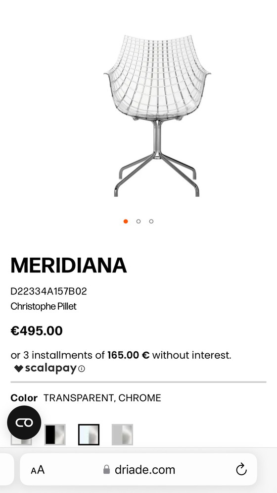 Image 1 of Meridiana Driade transparent & chrome chair