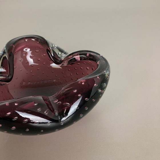 Image 1 of Vintage Murano glass ashtray with bubbles, Italy 1970s