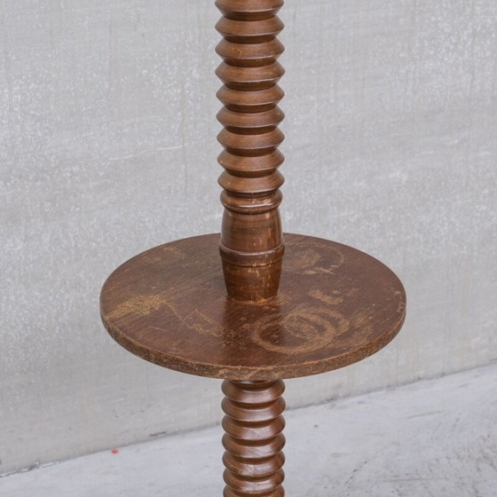 Image 1 of Vintage art deco floor lamp in turned oak, France 1940