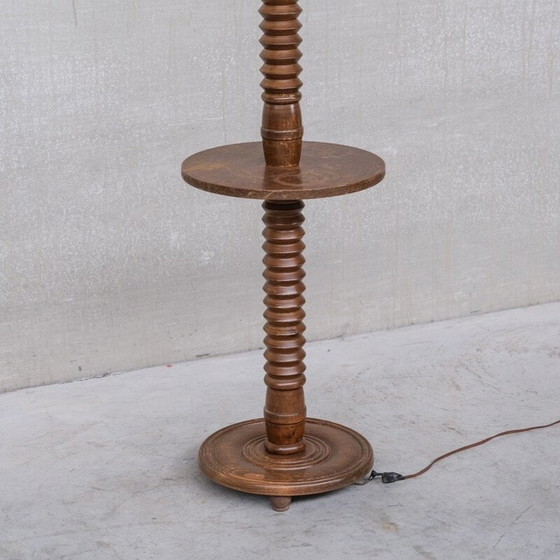 Image 1 of Vintage art deco floor lamp in turned oak, France 1940