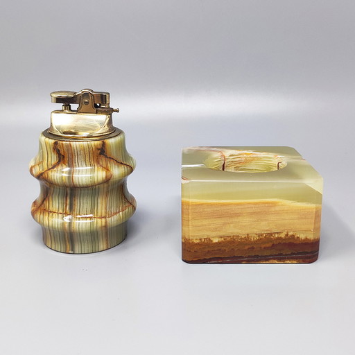 1960s Gorgeous Smoking Set in Onyx. Made in Italy