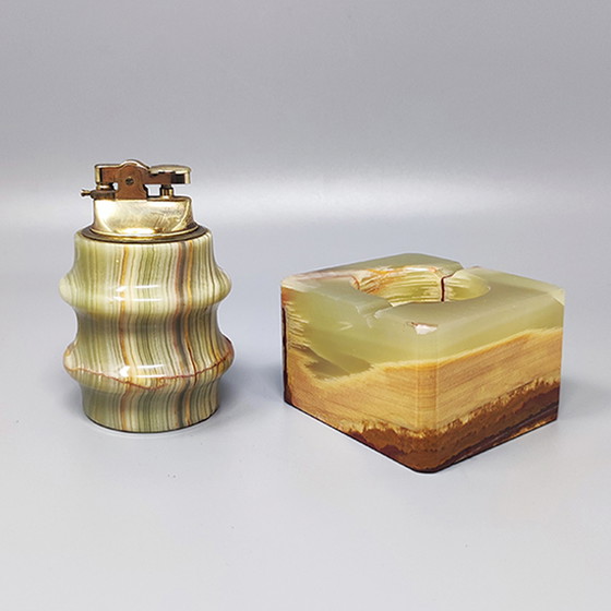 Image 1 of 1960s Gorgeous Smoking Set in Onyx. Made in Italy