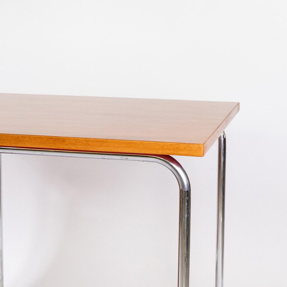 Image 1 of Vintage beechwood and steel desk by Rudolf Vichr for Vichr and Co, Prague 1930s