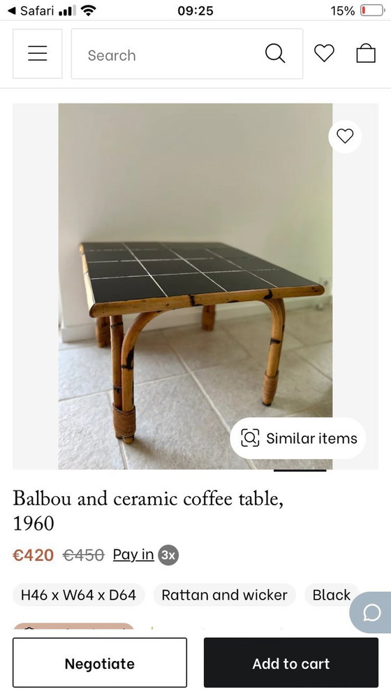 Image 1 of Balbou Table With Ceramic Tiles 1960s