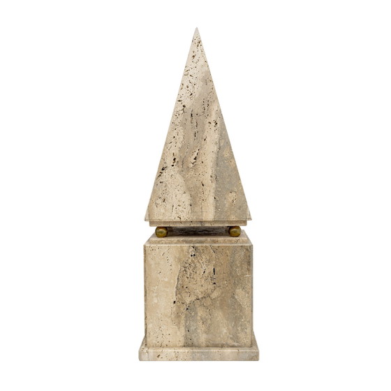 Image 1 of Pair Of Italian Minimalist Roman Travertine Obelisk, Italy, 1970