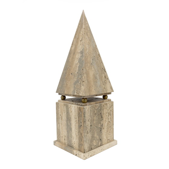 Image 1 of Pair Of Italian Minimalist Roman Travertine Obelisk, Italy, 1970