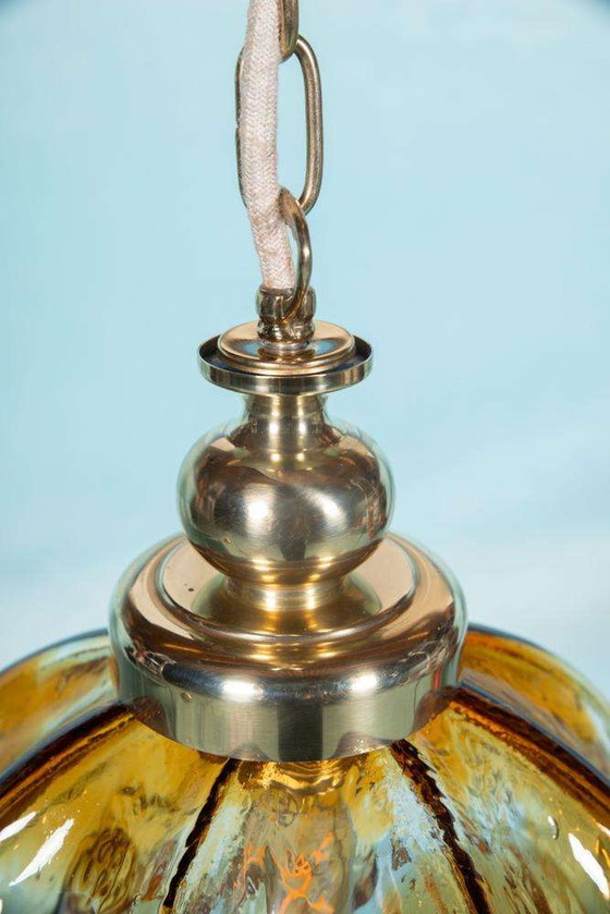 Image 1 of Lampe suspendue Murano ambre Honsel, lampe en verre italienne