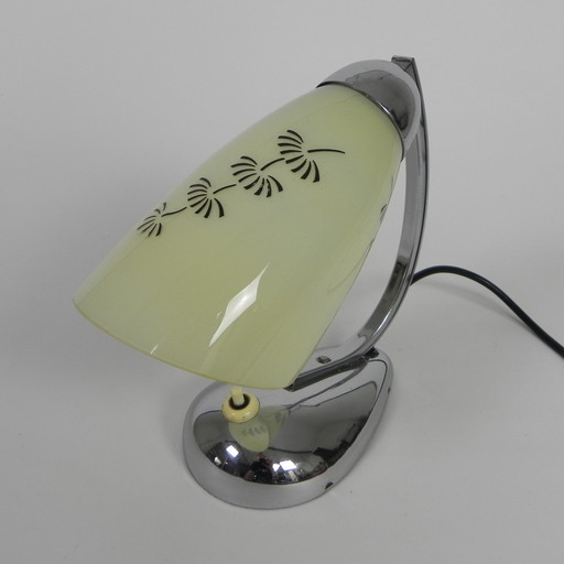 Vintage desk lamp with glass shade